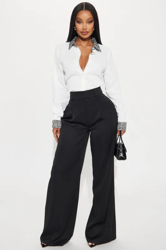 New To This Wide Leg Trouser - Black sold by Fashion Nova