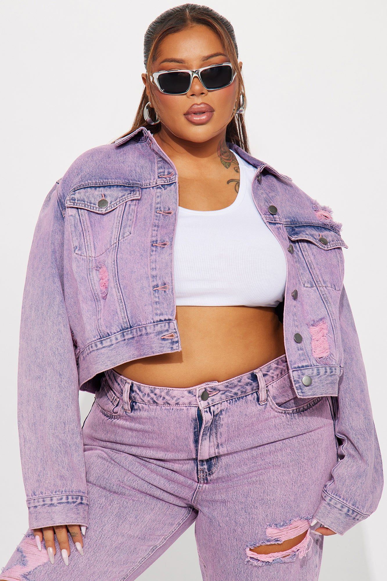Best Energy Ripped Denim Jacket - Pink sold by Fashion Nova product image thumbnail 4