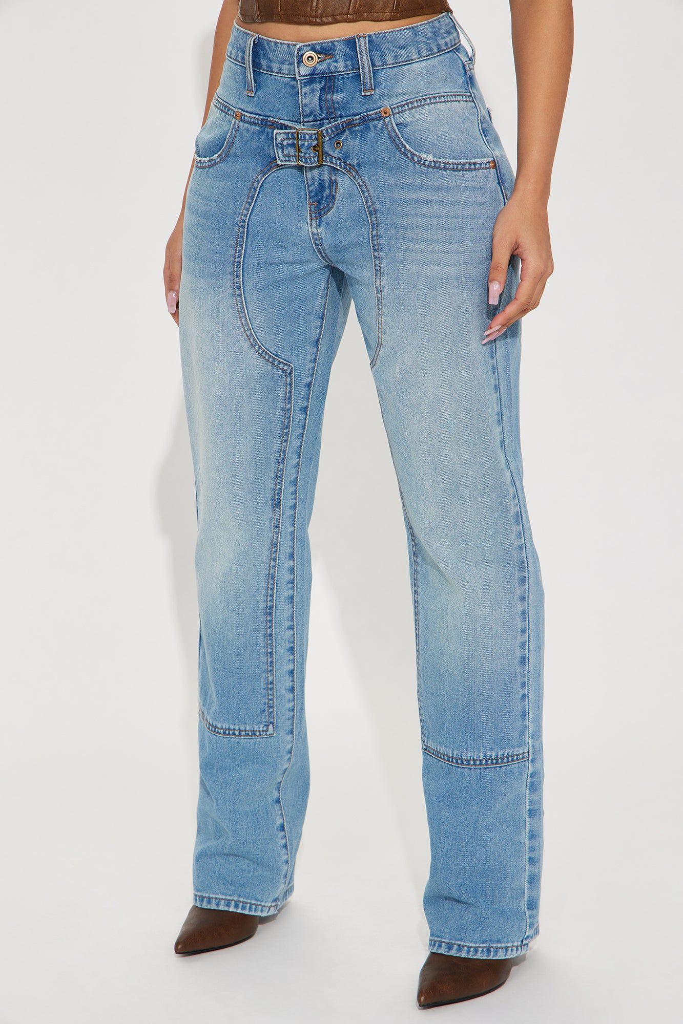 You Should Know Better Buckle Straight Leg Jeans - Medium Wash sold by Fashion Nova product image thumbnail 2