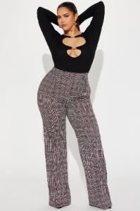Victoria High Waisted Dress Pant - Black/Red sold by Fashion Nova