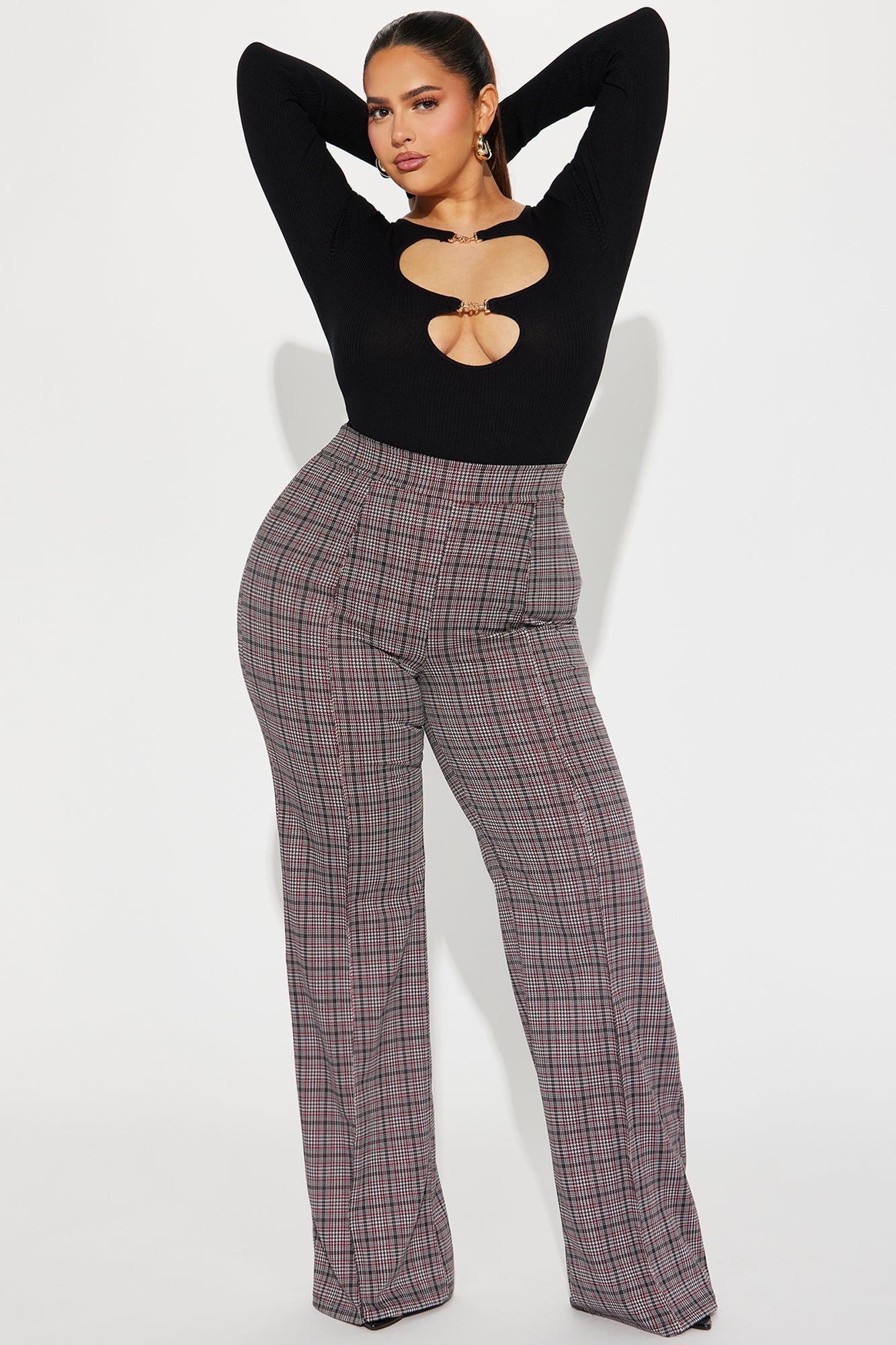 Victoria High Waisted Dress Pant - Black/Red sold by Fashion Nova product image thumbnail 4
