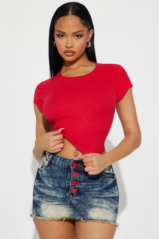 Kasey Ribbed Crop Top - Red sold by Fashion Nova