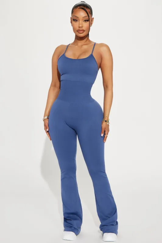 Keep Your Core Tight Active Jumpsuit - Slate Blue sold by Fashion Nova