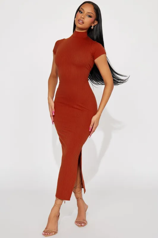 Karissa Ribbed Maxi Dress - Rust sold by Fashion Nova