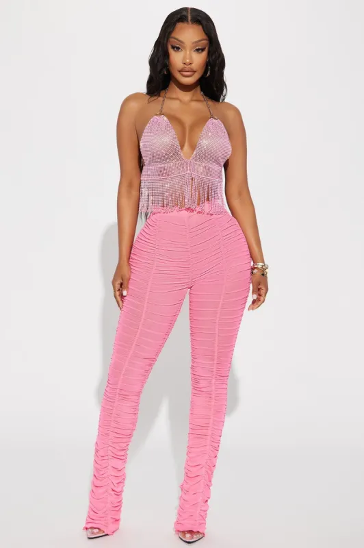 Suki Ruched Mesh Legging - Hot Pink sold by Fashion Nova