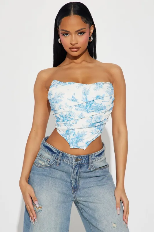 Enjoy The Journey Corset Top - Blue/combo sold by Fashion Nova