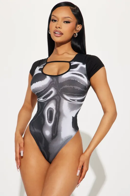 New Me Short Sleeve Bodysuit - Black/combo sold by Fashion Nova