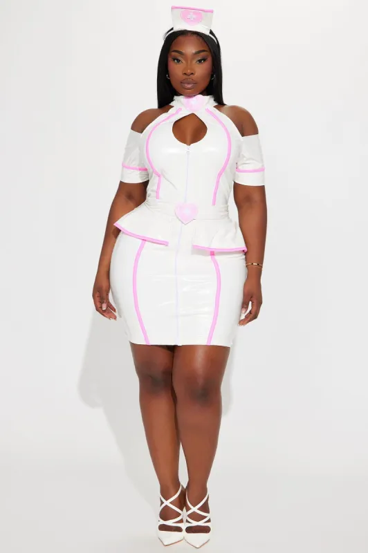 Pulse Is Racing Nurse 3 Piece Costume Set - White/Pink made by Fashion Nova