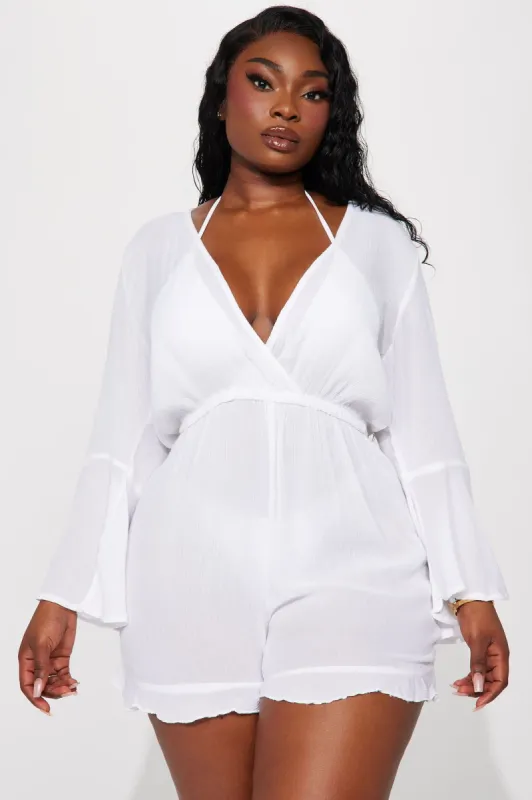 Breezy Dayz Linen Swim Cover Up Romper - White sold by Fashion Nova