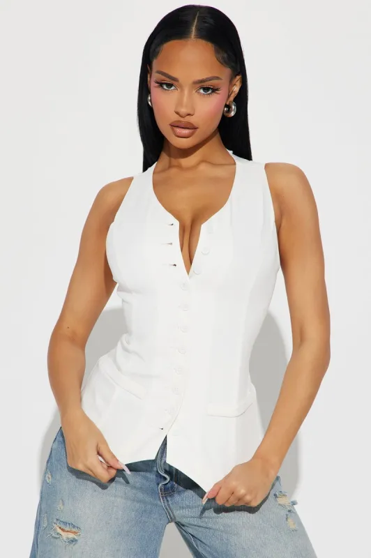 Brooklyn Babe Vest Top - White sold by Fashion Nova