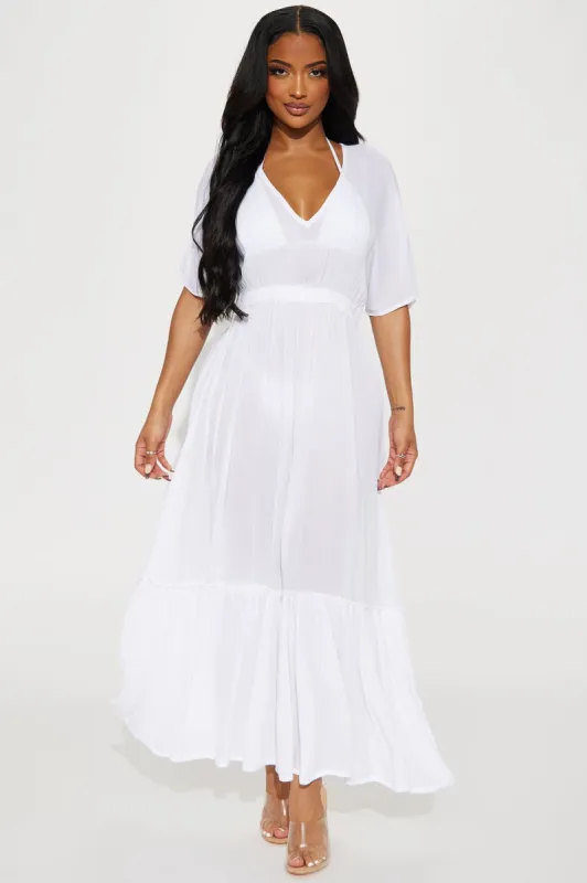 Breezy Nights Linen Swim Cover Up Maxi Dress - White sold by Fashion Nova