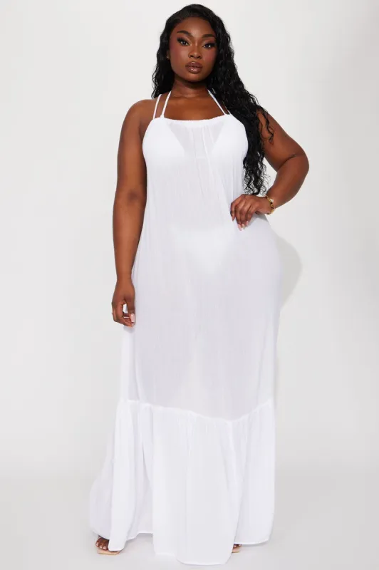 Breezy Nights Linen Swim Cover Up Racerback Dress - White sold by Fashion Nova