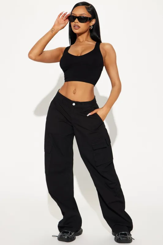 Don't Stop Me Ripstop Cargo Pant - Black sold by Fashion Nova