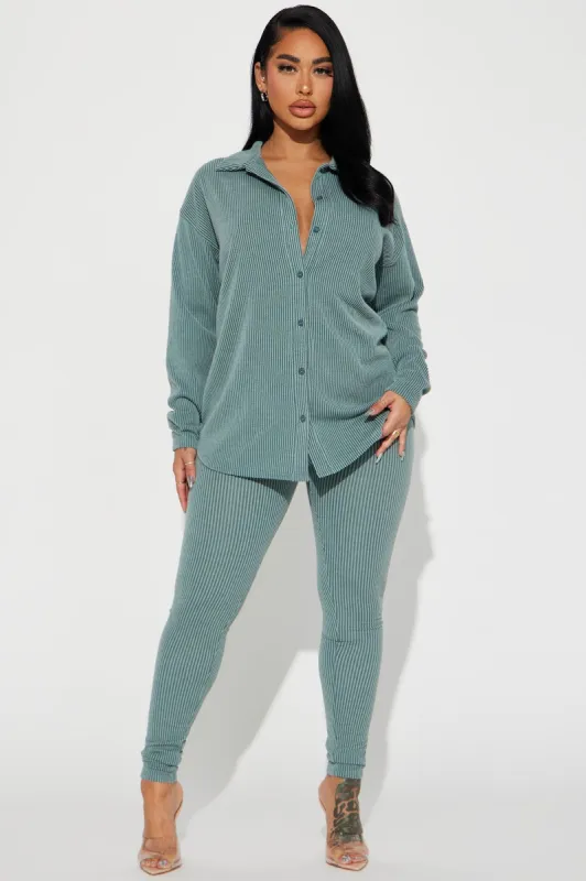 Maddie Ribbed Legging Set - Sage sold by Fashion Nova