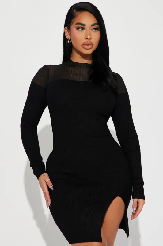 Emma Sweater Mini Dress - Black sold by Fashion Nova
