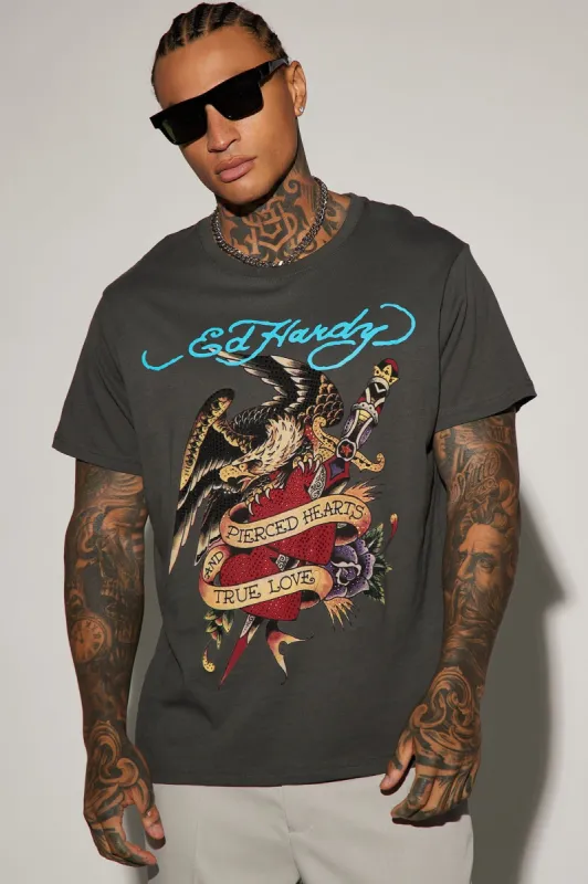 Ed Hardy Eagle Dagger Short Sleeve Tee - Charcoal sold by Fashion Nova
