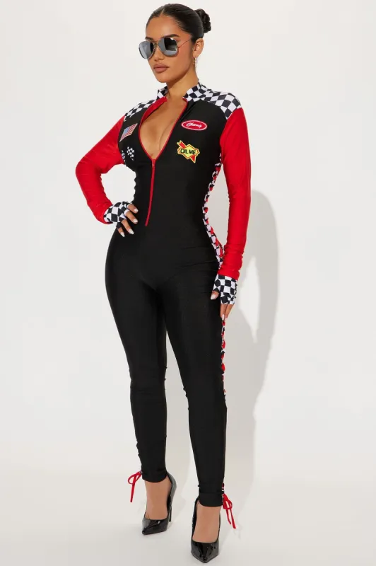 Hottie Burning Rubber Racer 3 Piece Costume Set - Black/combo sold by Fashion Nova
