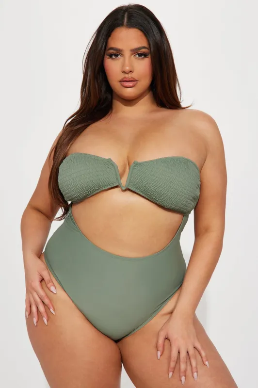 Veronica V Wire 1 Piece Swimsuit - Olive sold by Fashion Nova
