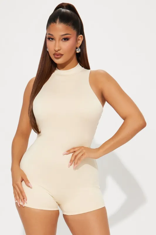Diana Double Lined Romper - Cream sold by Fashion Nova