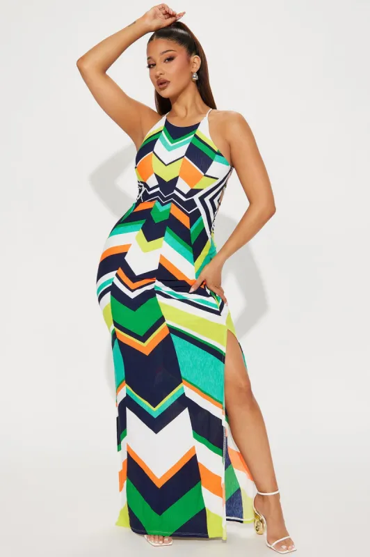 Kai Printed Maxi Dress - Green/combo sold by Fashion Nova
