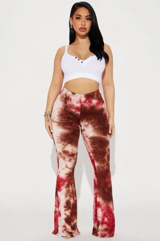 Good Vibes Flare Pant - Red/combo sold by Fashion Nova