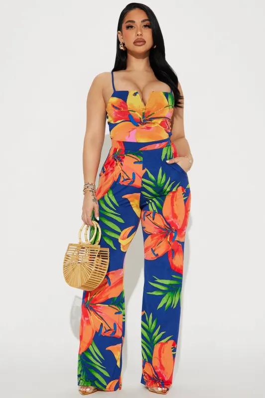 Lahaina Tropical Jumpsuit - Navy sold by Fashion Nova