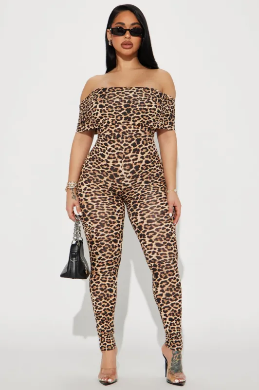 Let's Stay Wild Jumpsuit - Brown/combo sold by Fashion Nova