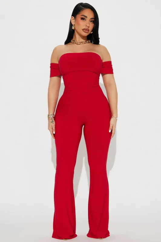 Running From You Jumpsuit  - Red sold by Fashion Nova