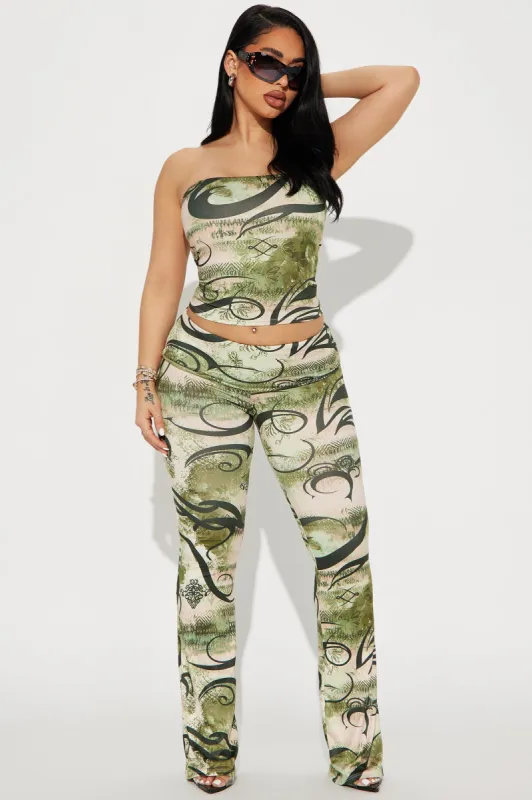 Limitless Time Pant Set - Olive/combo sold by Fashion Nova