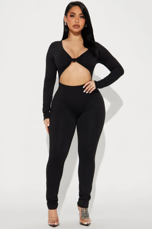 Without Trying Double Lined Jumpsuit - Black sold by Fashion Nova