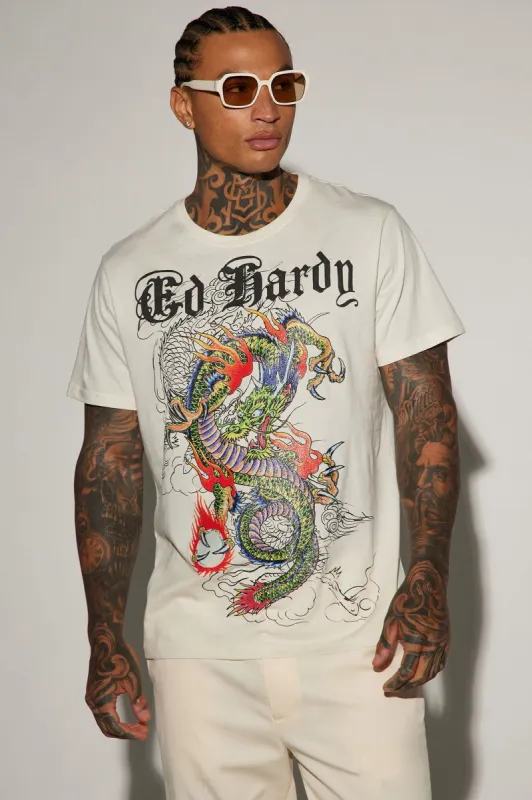 Ed Hardy Dragon Short Sleeve Tee - Ivory sold by Fashion Nova