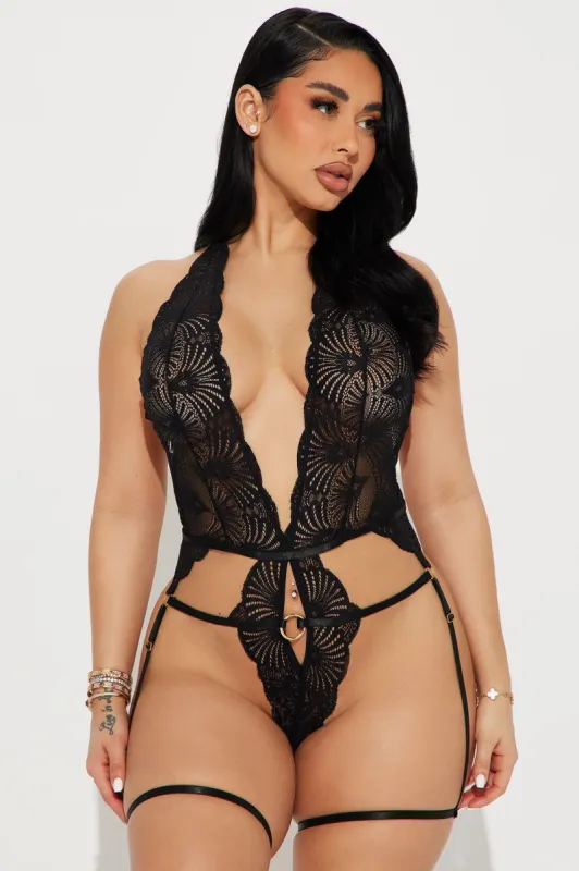 Sweet Temptation Lace Garter Teddy - Black sold by Fashion Nova