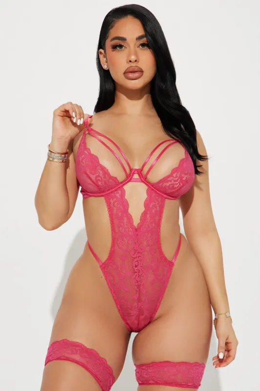 In Love Again Lace Teddy - Hot Pink sold by Fashion Nova