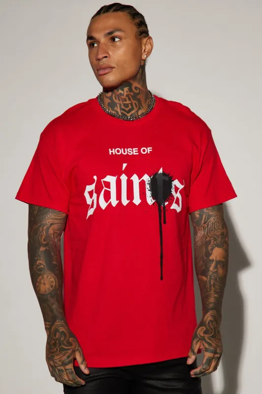 House Of Saints Drip Short Sleeve Tee - Red sold by Fashion Nova