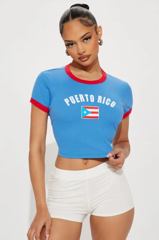 Puerto Rico Ringer Tee - Blue sold by Fashion Nova