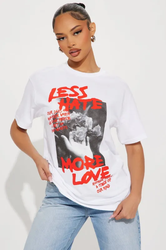 Less Hate More Love Tee - White sold by Fashion Nova
