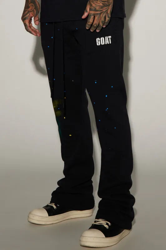 Tyson Paint Splatter Flared Sweatpant - Black Wash sold by Fashion Nova