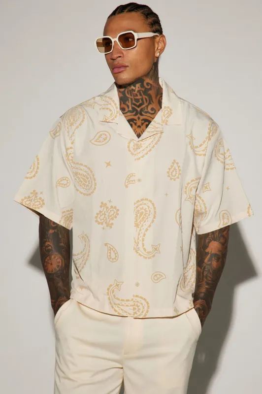 Paisley Button Up Shirt - Cream sold by Fashion Nova