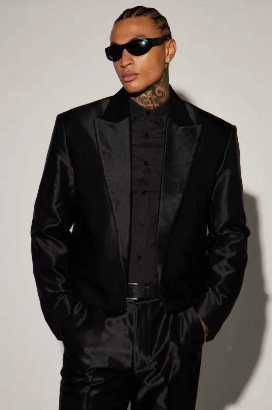 Money Routine Cropped Suit Jacket - Black sold by Fashion Nova