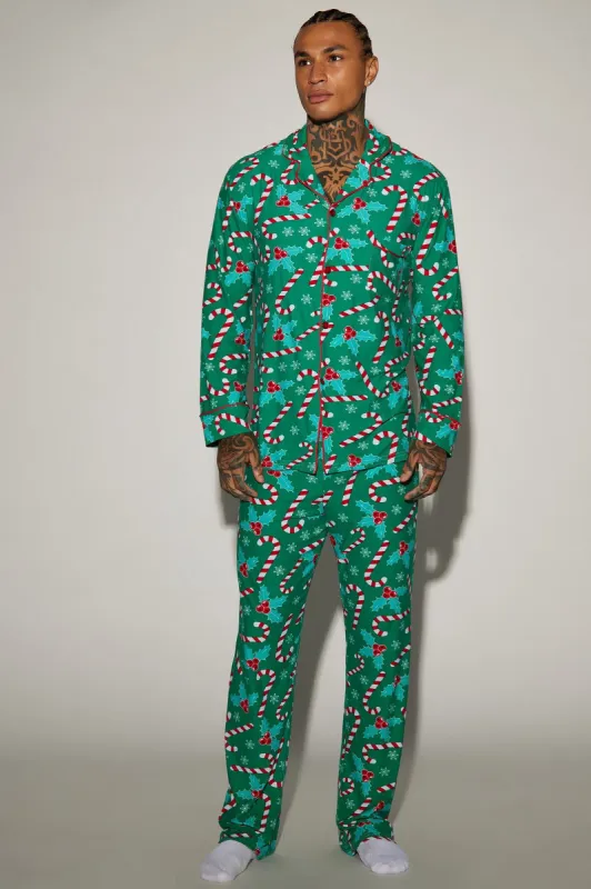 Candy Cane Holiday PJ Set - Green sold by Fashion Nova
