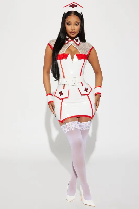 Head Nurse 4 Piece Costume Set - White/combo sold by Fashion Nova