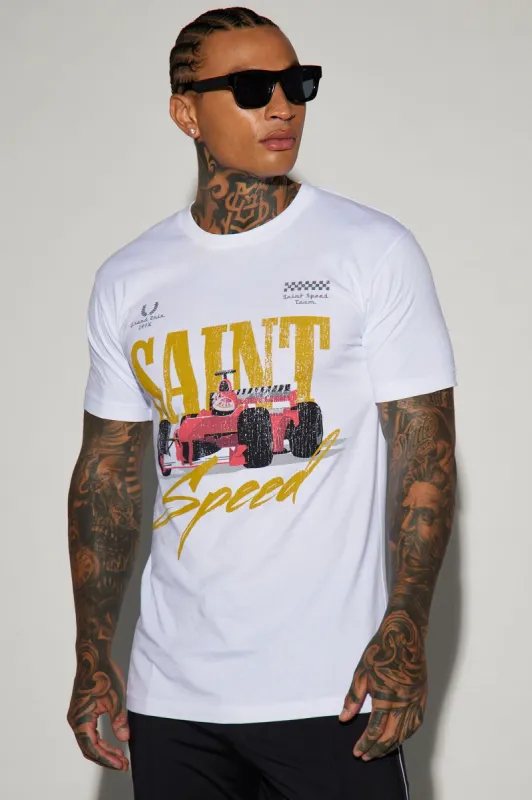 Saint Speed Short Sleeve Tee - White sold by Fashion Nova