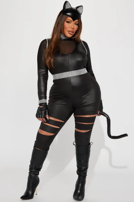 Steal The Jewels Cat 3 Piece Costume Set - Black sold by Fashion Nova