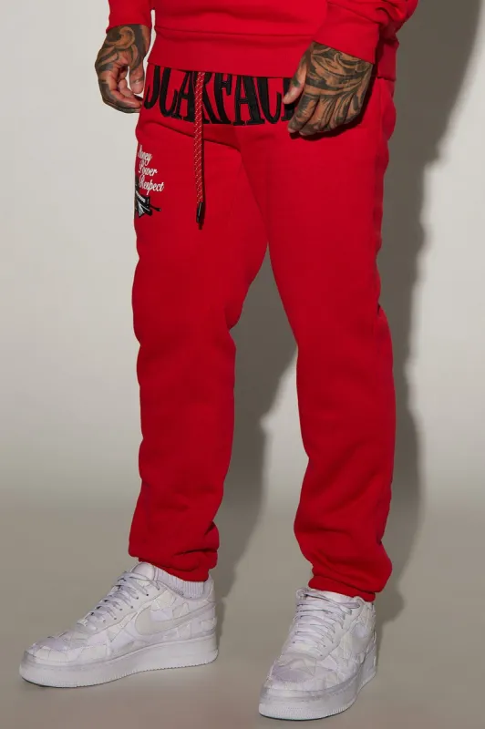 Scarface Money Power Respect Jogger - Red made by Fashion Nova