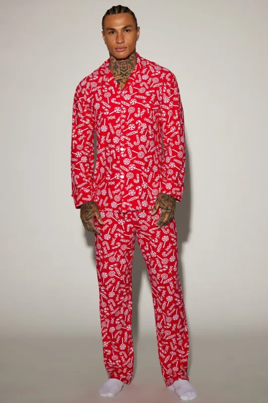 Candy Land Holiday PJ Set - Red sold by Fashion Nova