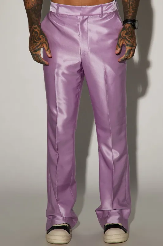 Money Routine Flare Slit Trousers - Lavender sold by Fashion Nova