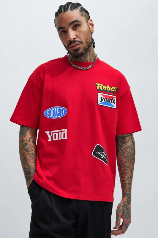 Rebel Racing Boxy Short Sleeve Tee - Red made by Fashion Nova