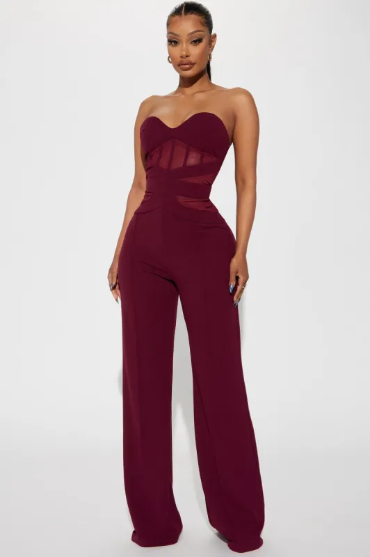 Please Hold Jumpsuit - Plum sold by Fashion Nova