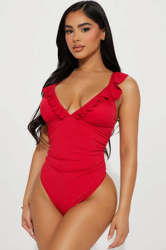Beatrice Ruched 1 Piece Swimsuit - Red sold by Fashion Nova