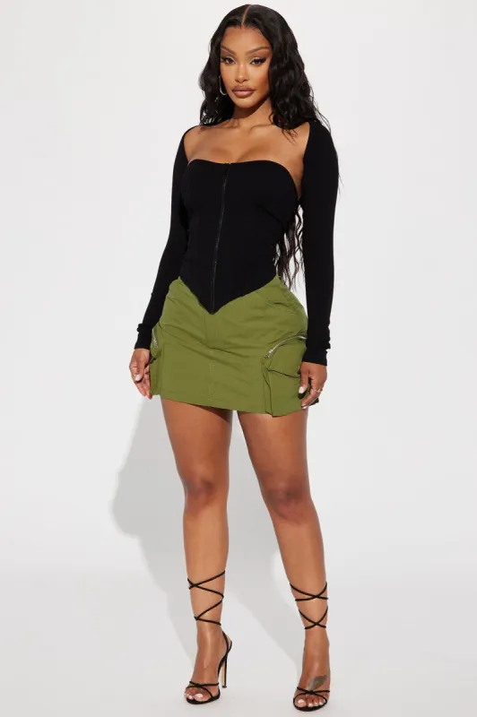 Don't Stop Me Cargo Mini Skirt - Olive sold by Fashion Nova